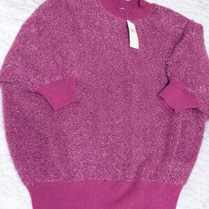 Maeve  from Anthropologie Magenta Shimmer Eyelash Sweater – Size M ✨